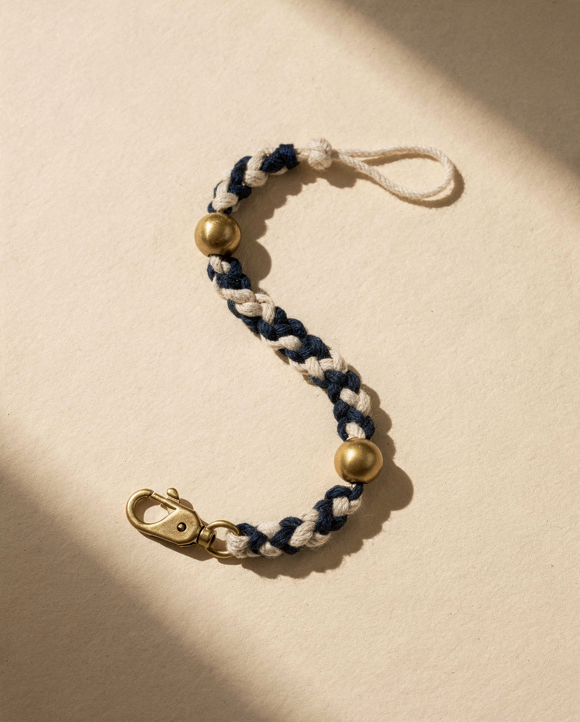 Braided Phone Charm — Indigo / Cream