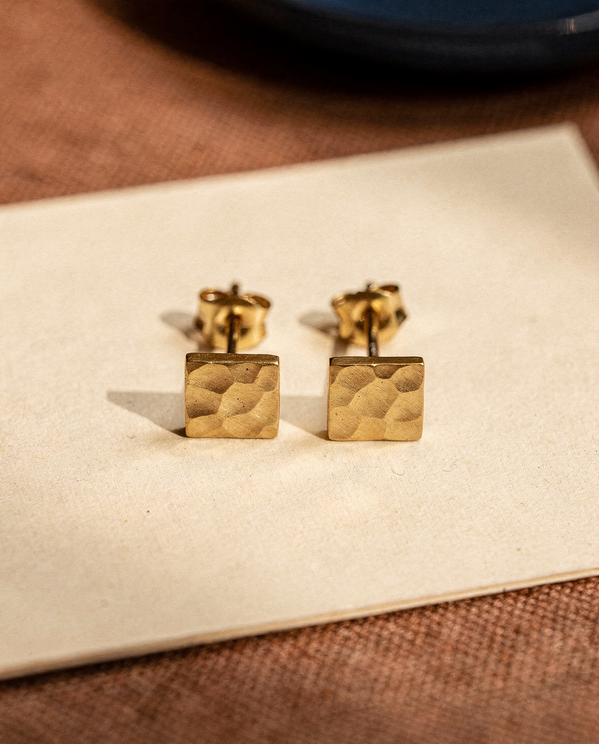 Brass Geometric Stud Earrings