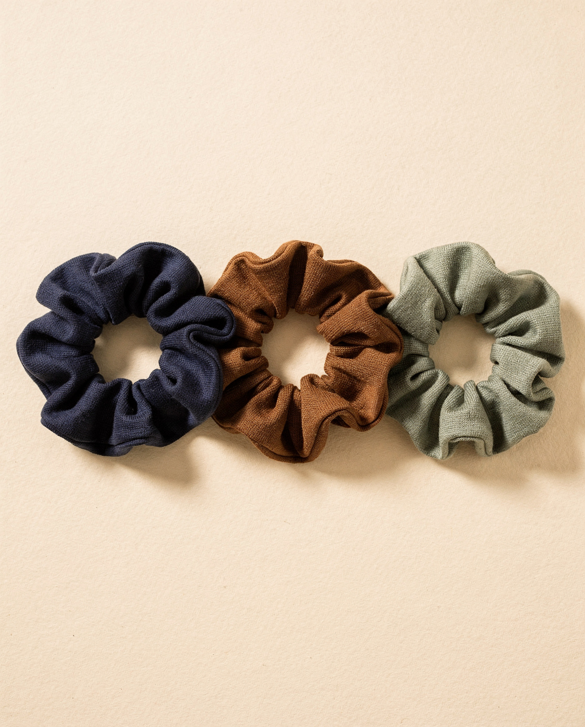 Cotton Scrunchie 3-Pack — Indigo / Mud / Sage