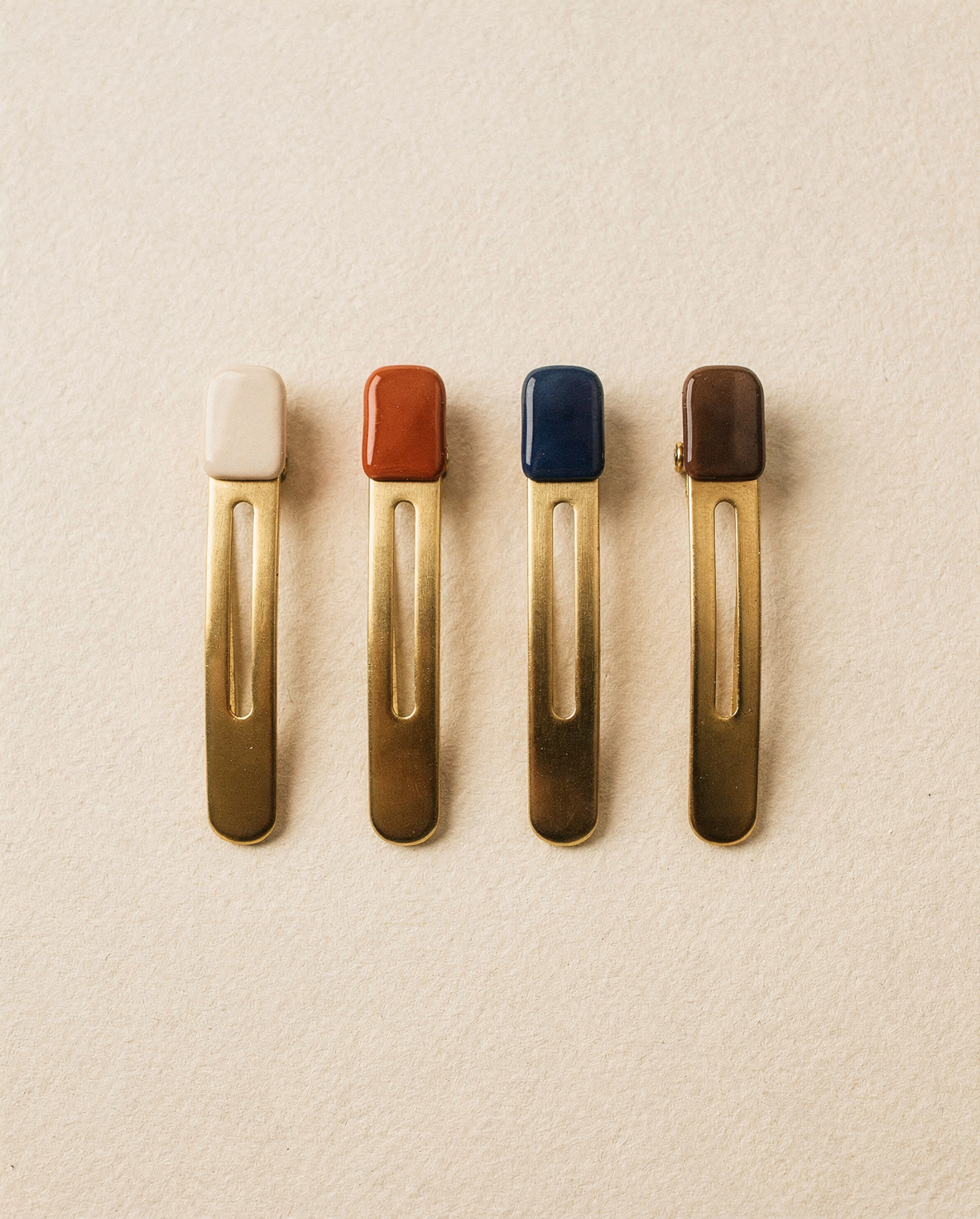 Hair Clip Set of 4 — Brass + Enamel