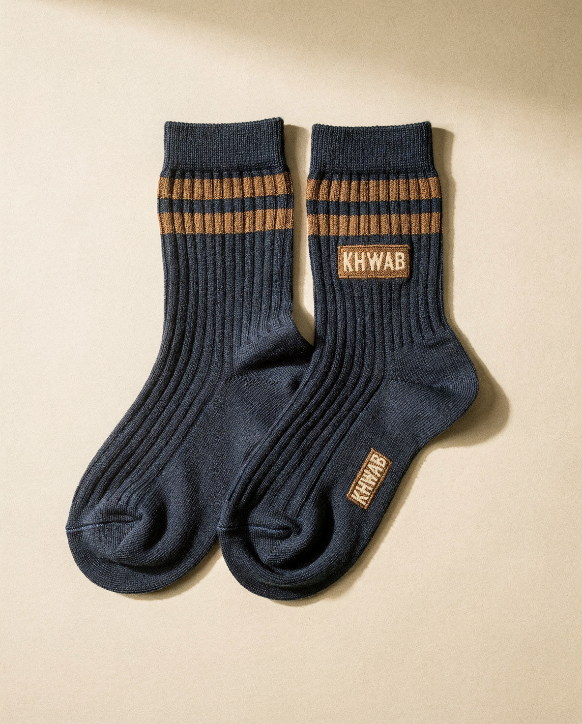 Ribbed Crew Sock — Indigo / Mud